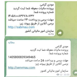 هشدار / این پیام ها جعلی و به منظور کلاهبرداری است