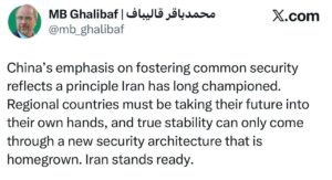 قالیباف: کشورهای منطقه باید آینده را با دست خود رقم بزنند